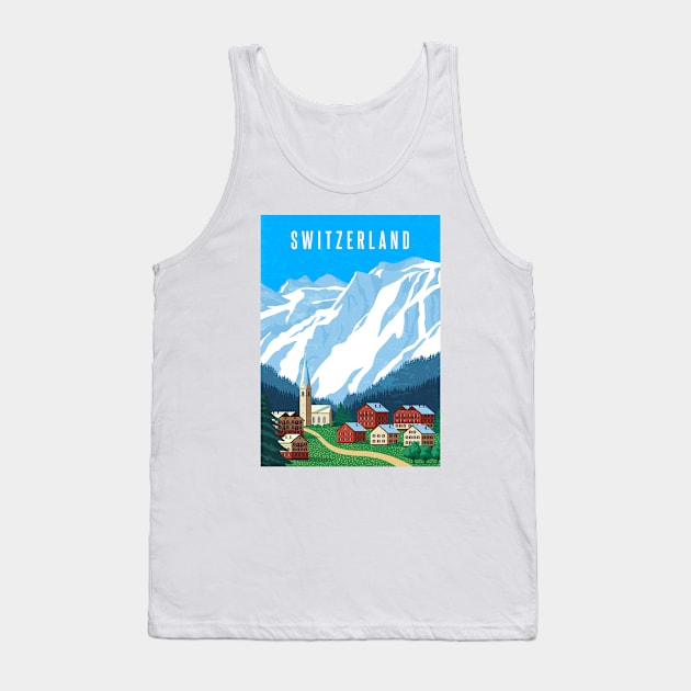 Switzerland, Alps - Retro travel minimalistic poster Tank Top by GreekTavern